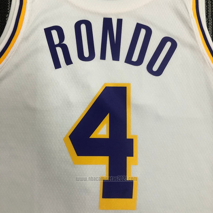 Camiseta Los Angeles Lakers Rajon Rondo #4 Association 2021-22 Blanco